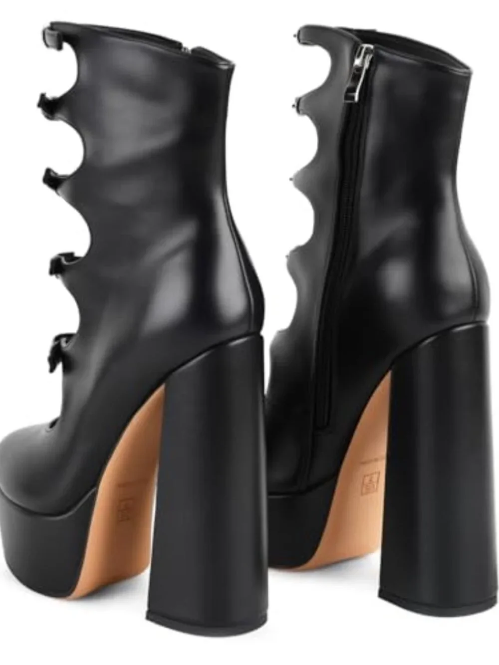 Chunky Platform Heels Goth Boots Side Zipper Block Heel Booties